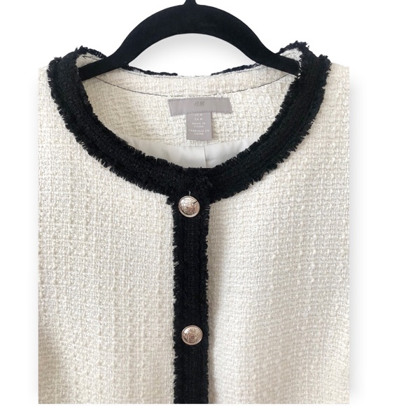 ❌SOLD❌H&M Classic Wool Blend White Tweed Jacket - Picture 4 of 13
